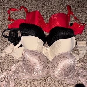 Elegant Lace Women's Bra Set - Black, Red, Cream, pink